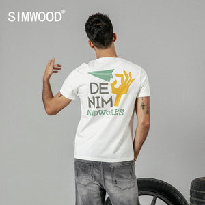 SIMWOOD 2019 summer new t shirt men fahion back print 100% cotton tshirt funny vintage design high quality  plus size 190237