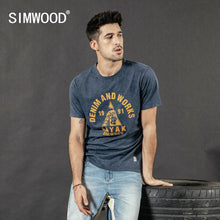 Load image into Gallery viewer, SIMWOOD 2019 summer new 100% cotton t-shirt men snow wash vintage tops fashion tees plus size t shirt letter print tshirt 190253